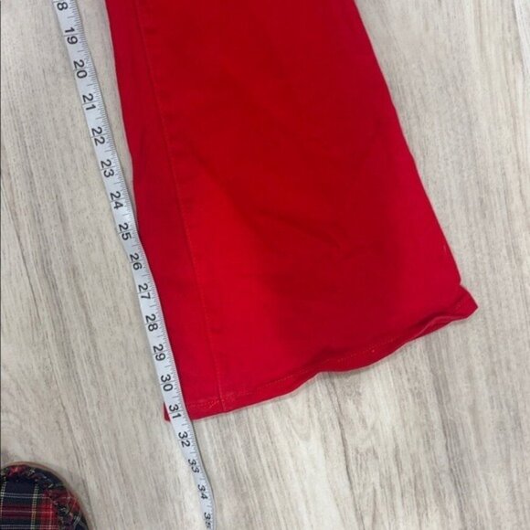 Edikted Red Lace-Up Flare Jeans FIRE ENGINE SIZE MEDIUM - Picture 8 of 10